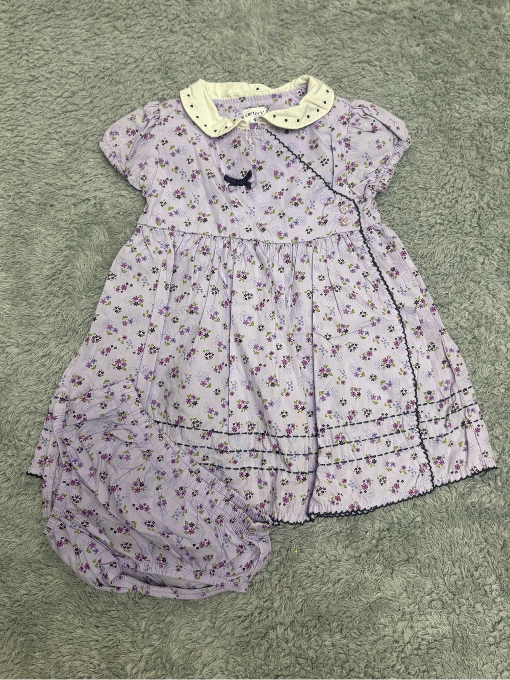 Girls Carters Baby Vintage Purple Floral Collared Dress